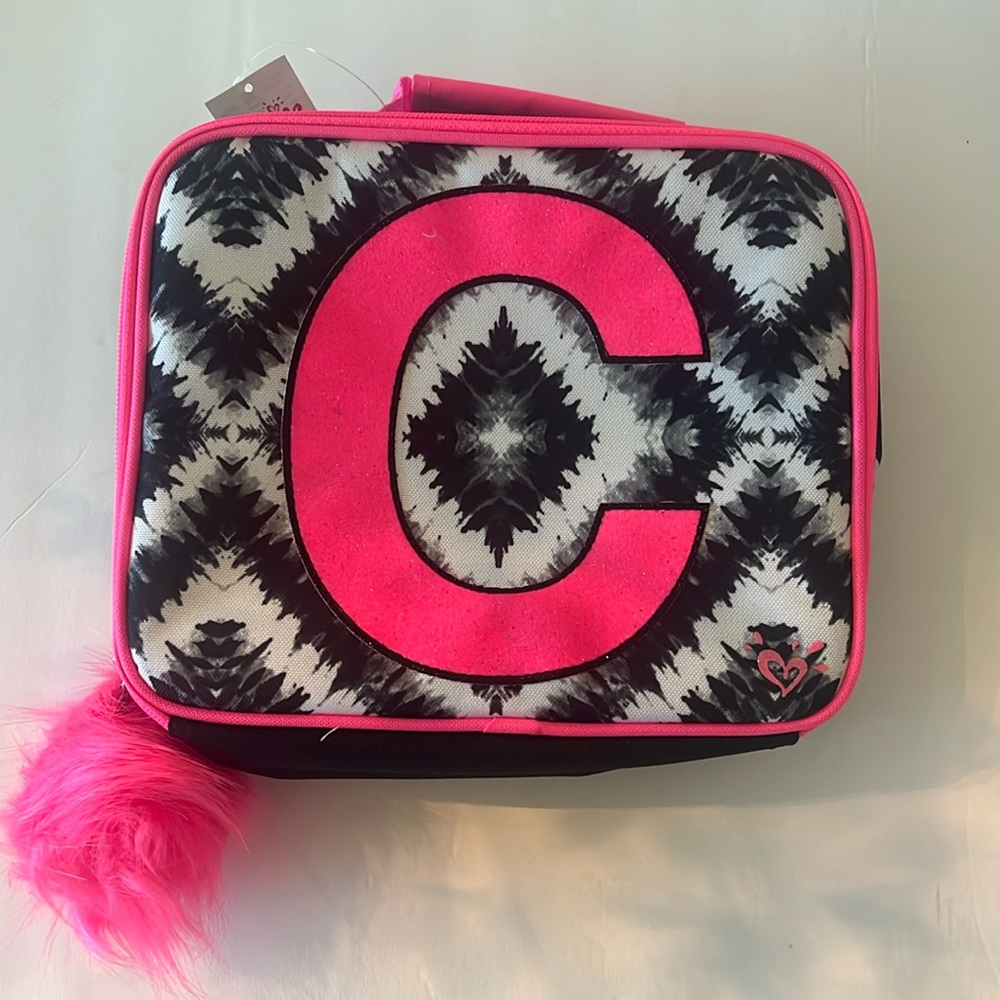 Justice Initial C Lunch Box new Black / Pink